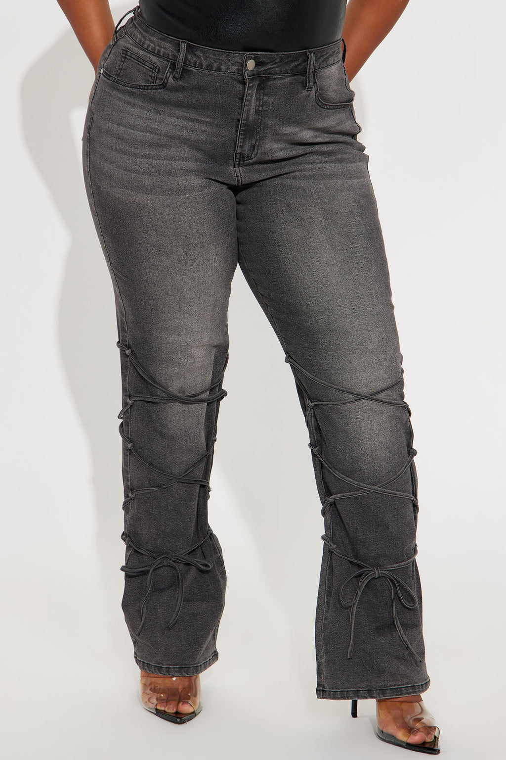 Be For Real Womens High Rise Bootcut Jeans - Black Wash
