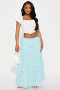 Peyton Eyelet Tiered Maxi Skirt - Blue