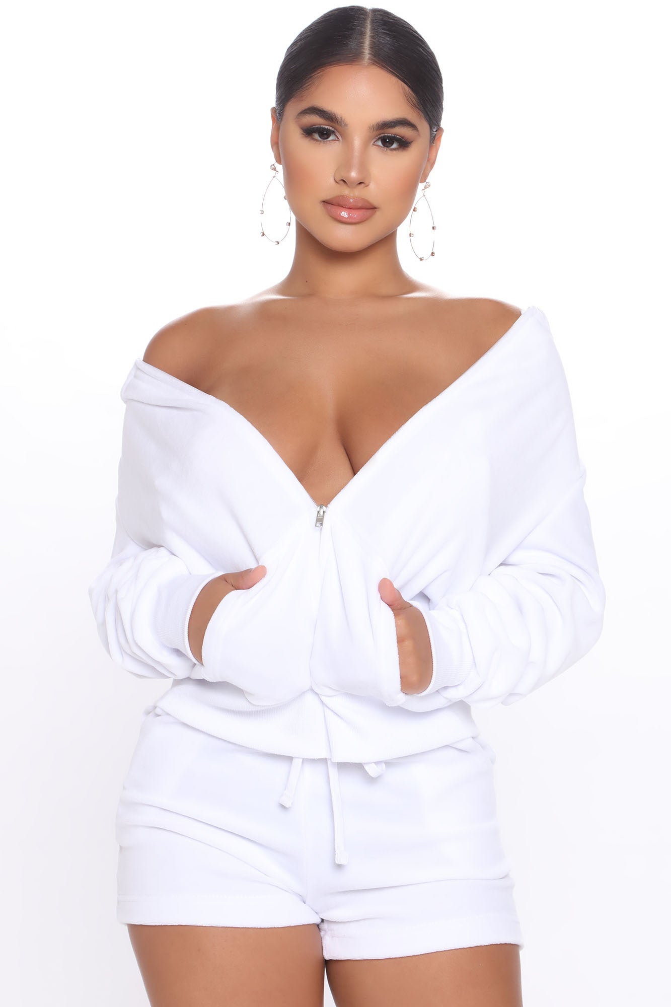 The OG Trendsetter Velour Short Set - White