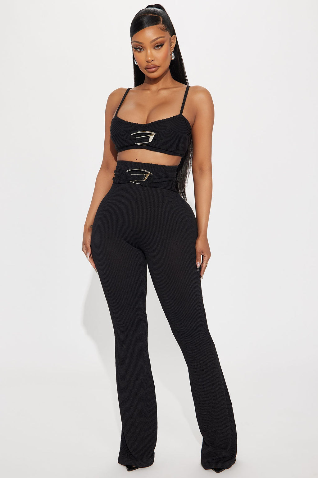 Trend Setter Textured Pant Set - Black