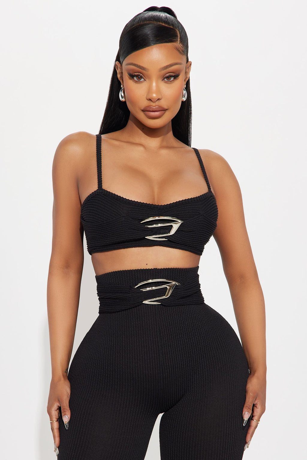 Trend Setter Textured Pant Set - Black