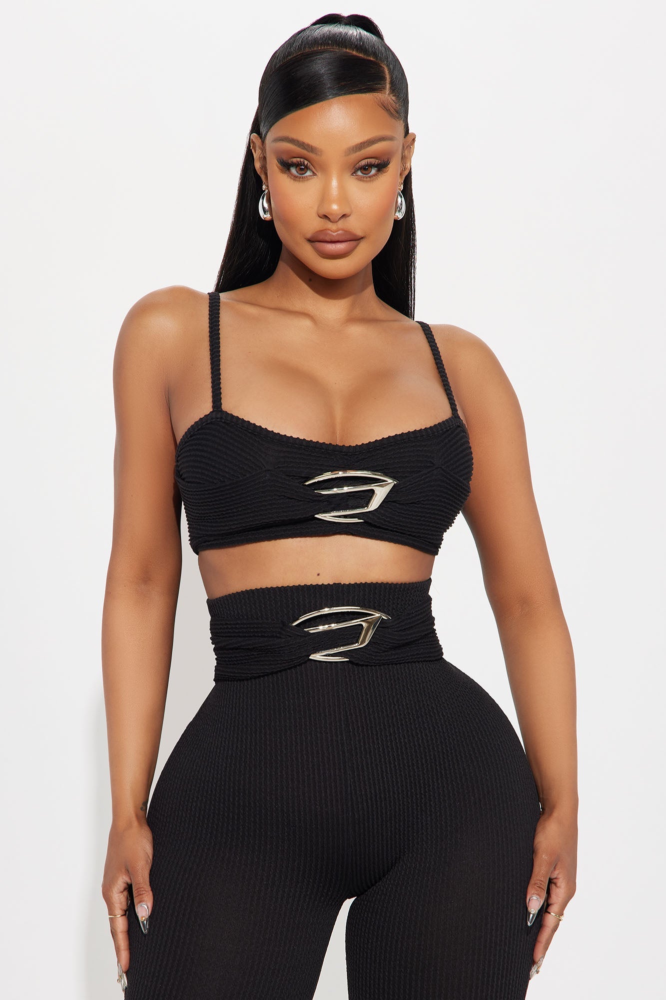 Trend Setter Textured Pant Set - Black