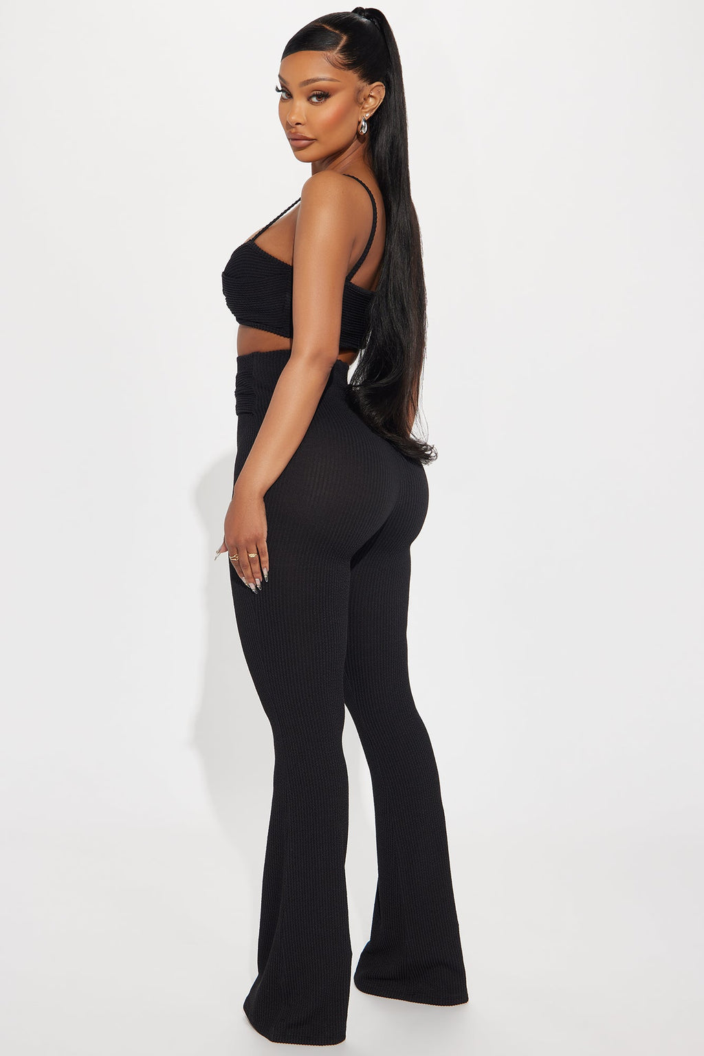 Trend Setter Textured Pant Set - Black