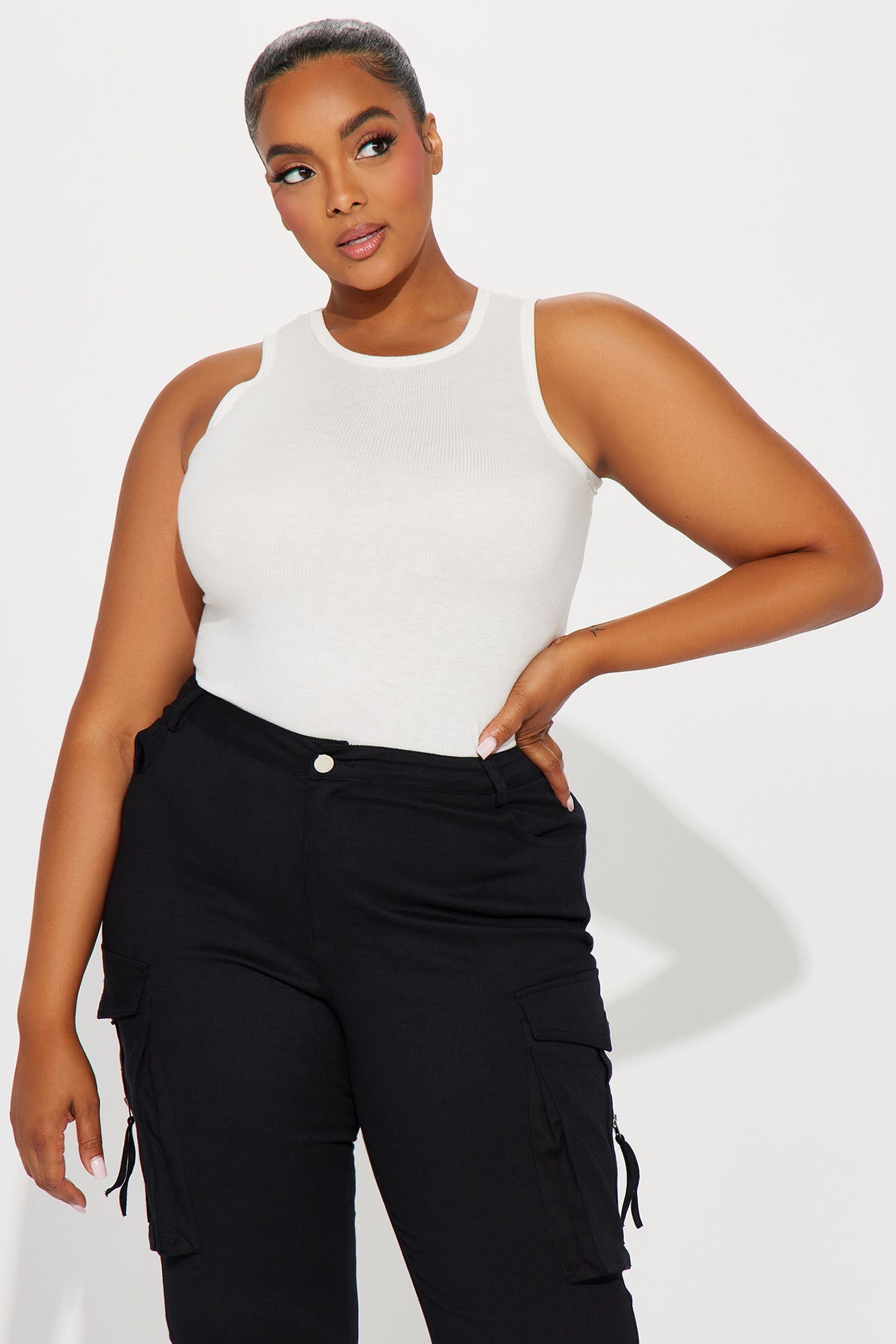 Chloe Crew Neck Tank Top - White