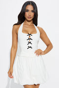 Lucille Halter Bubble Mini Dress - Off White