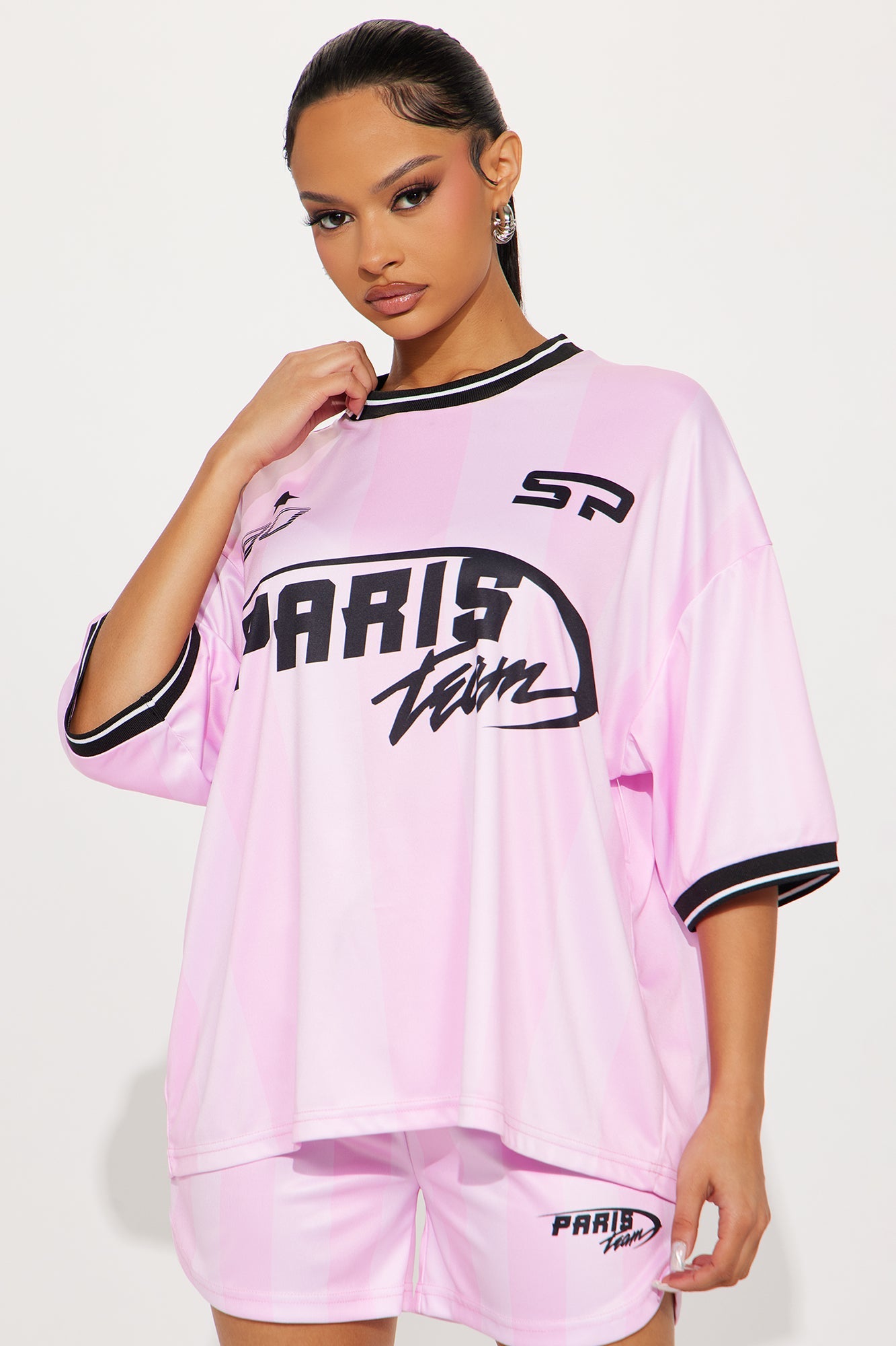 Girls Take The Win Short Set - Pink/combo