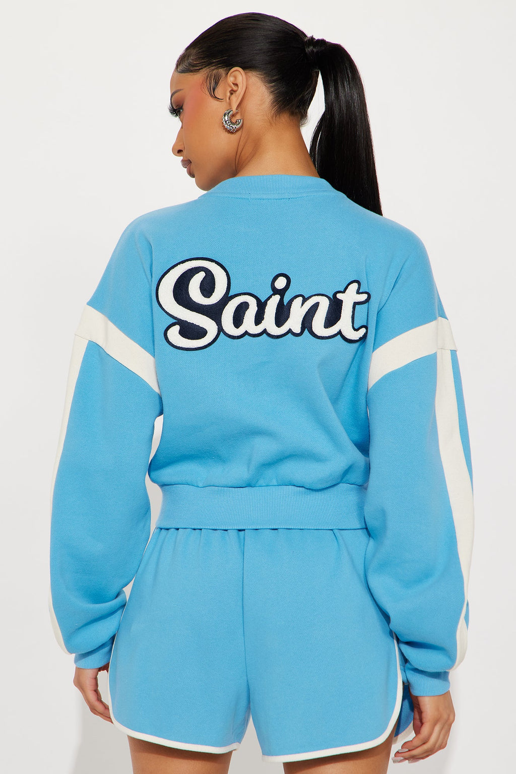 I'm A Saint Fleece Short Set - Blue