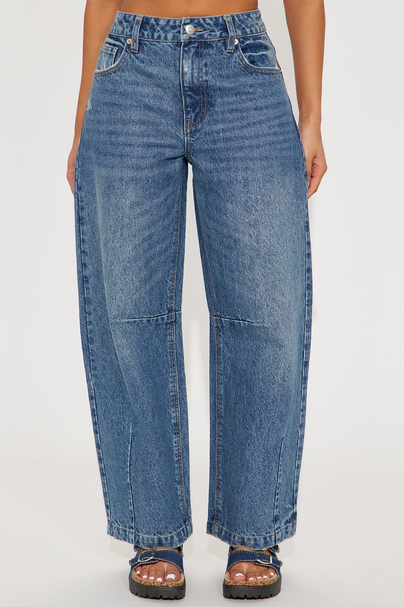 Bye Girl Barrel Leg Jeans - Medium Wash