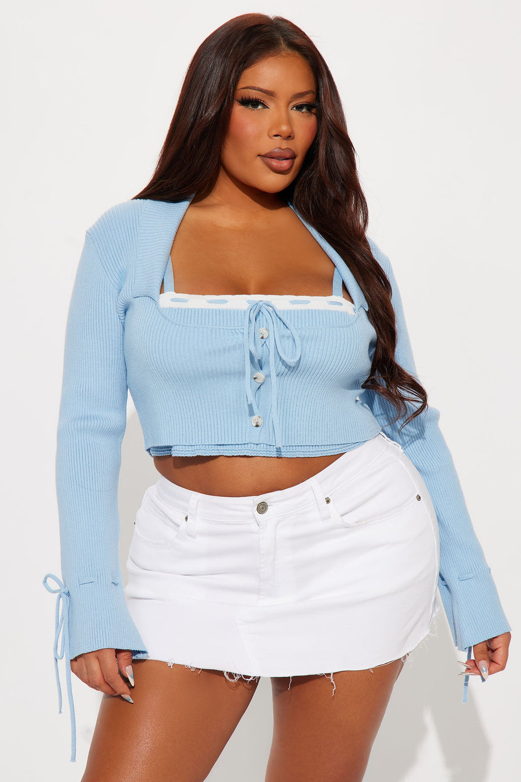 Effortlessly Cute 2 Piece Sweater Top - Blue/combo