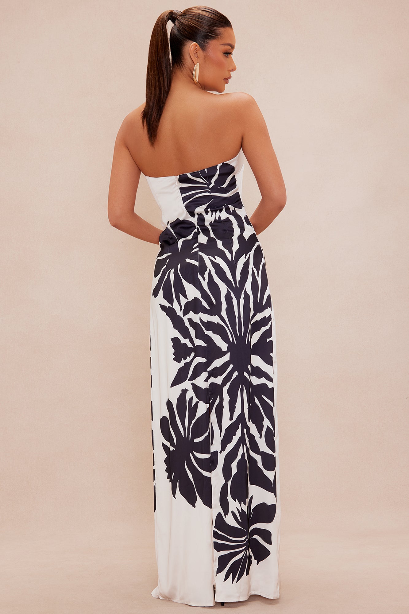 Luna Satin Maxi Dress - Cream/combo