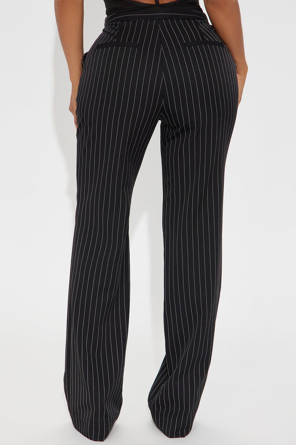 Madalyn Pinstripe Wide Leg Pant - Black