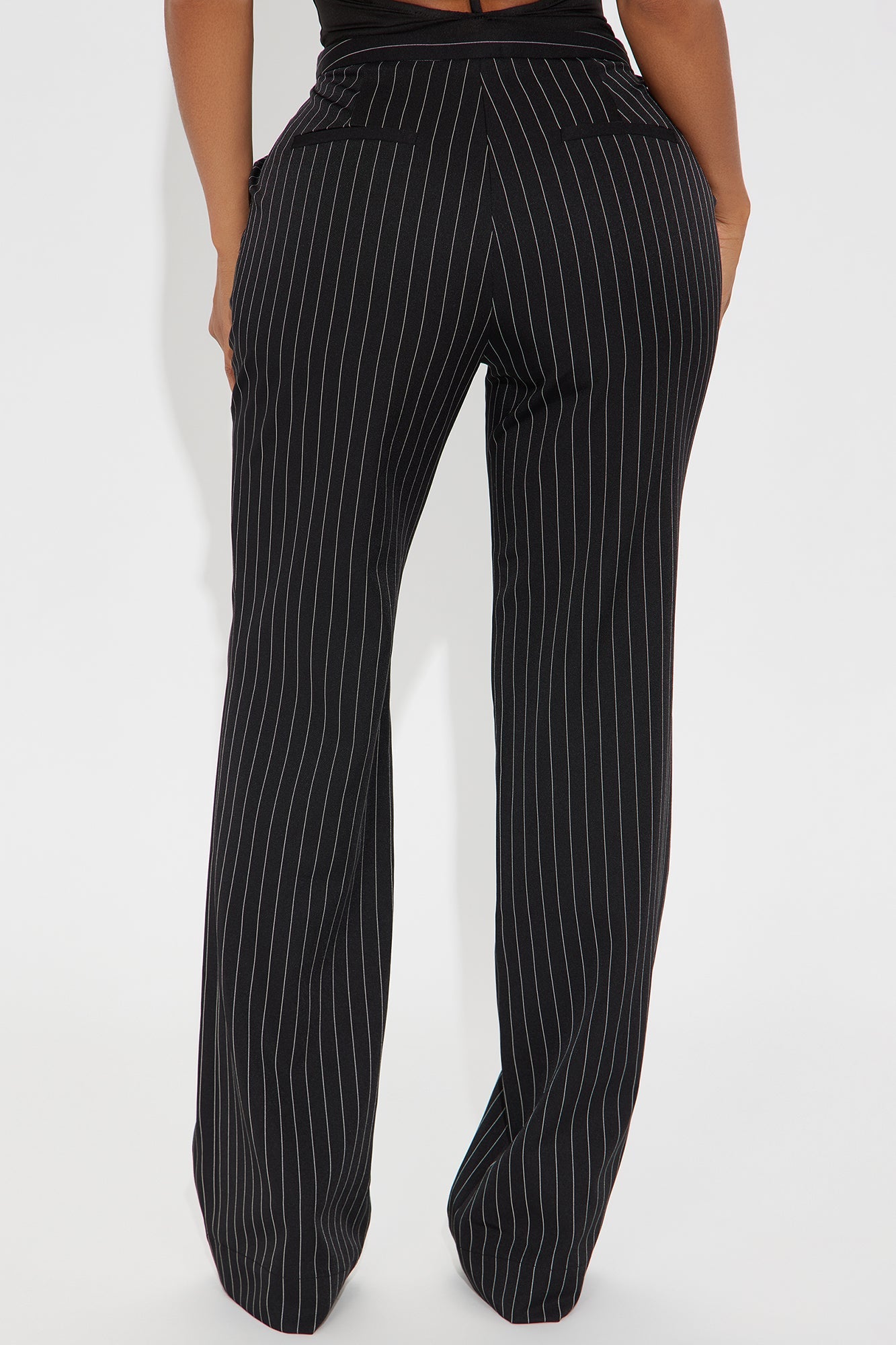 Madalyn Pinstripe Wide Leg Pant - Black