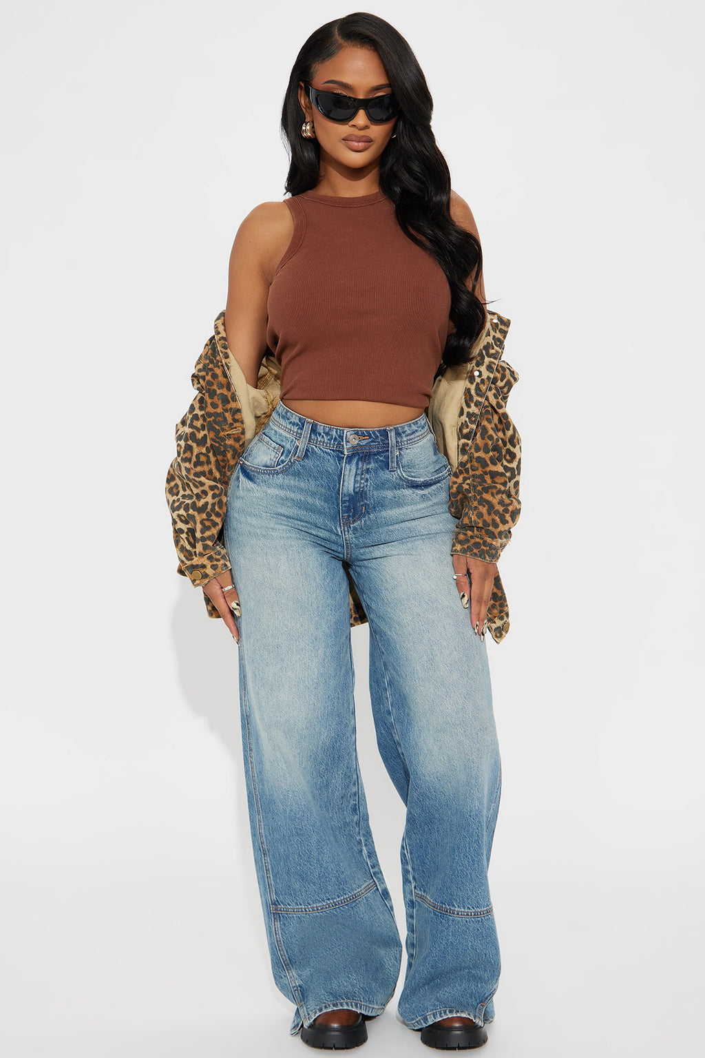 Bae Relaxed Low Waist Wide Leg Jeans - Medium Wash