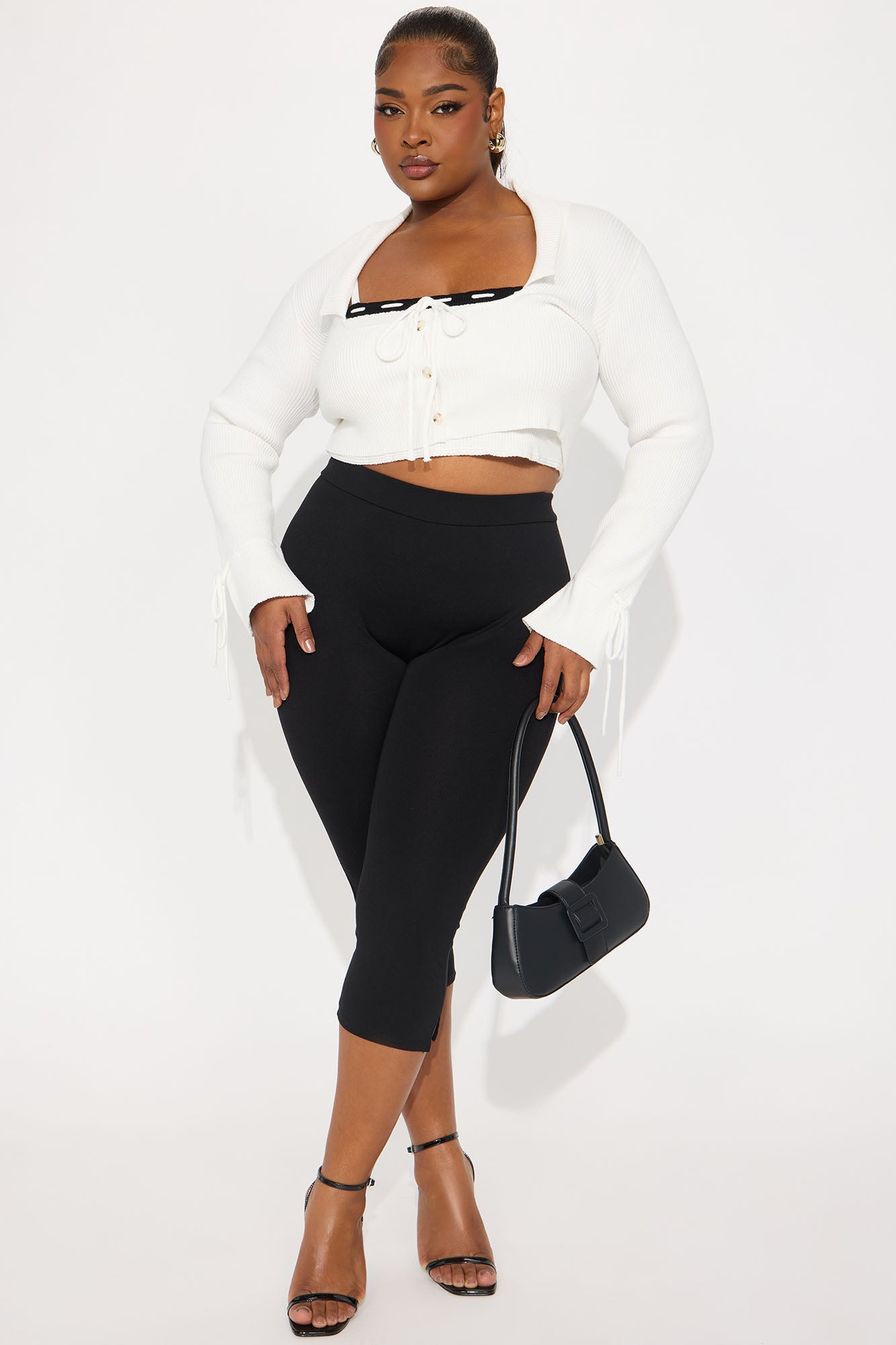 Effortlessly Cute 2 Piece Sweater Top - White/Black