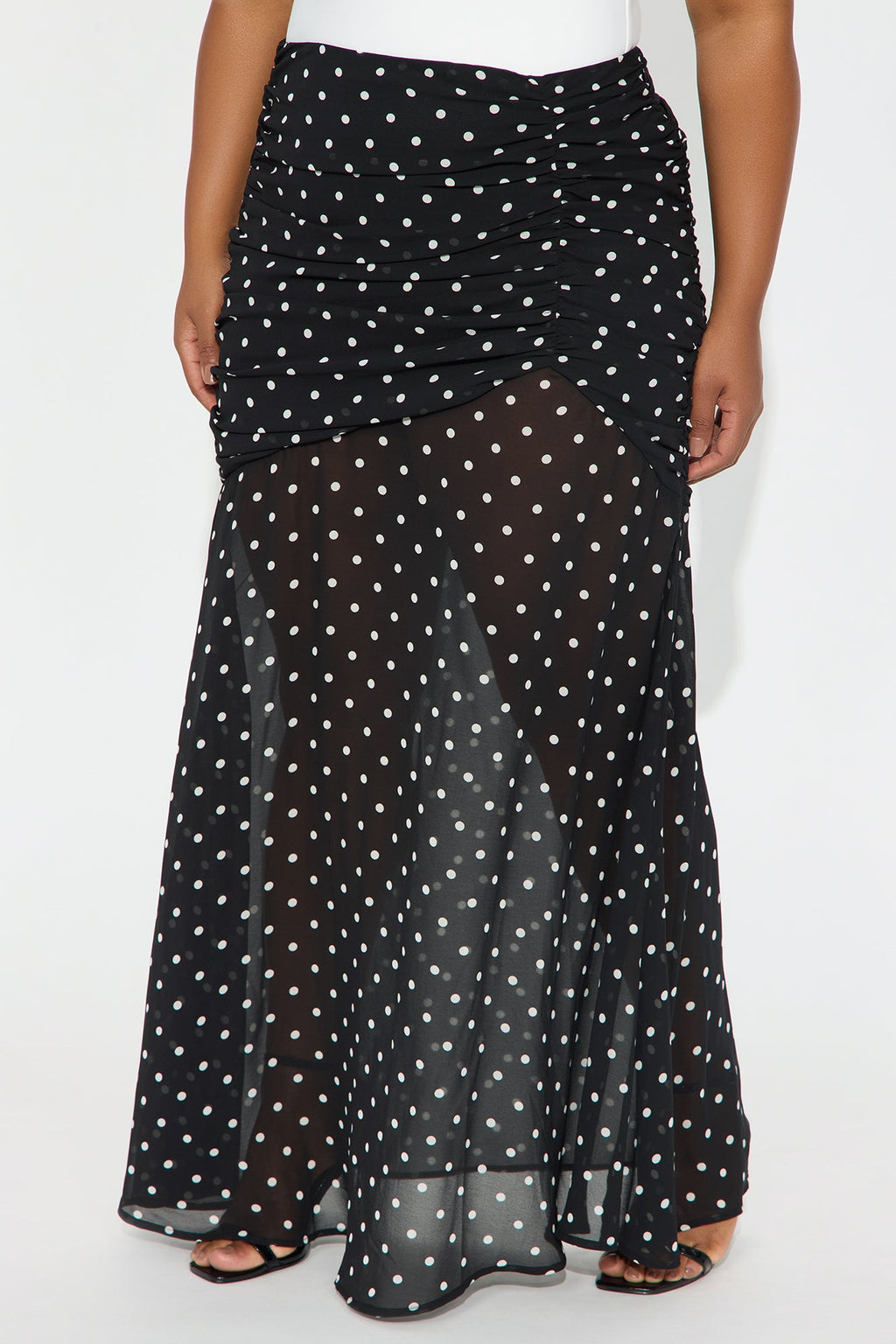 Bella Chiffon Polka Dot Maxi Skirt - Black/White