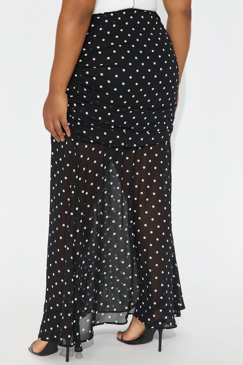 Bella Chiffon Polka Dot Maxi Skirt - Black/White