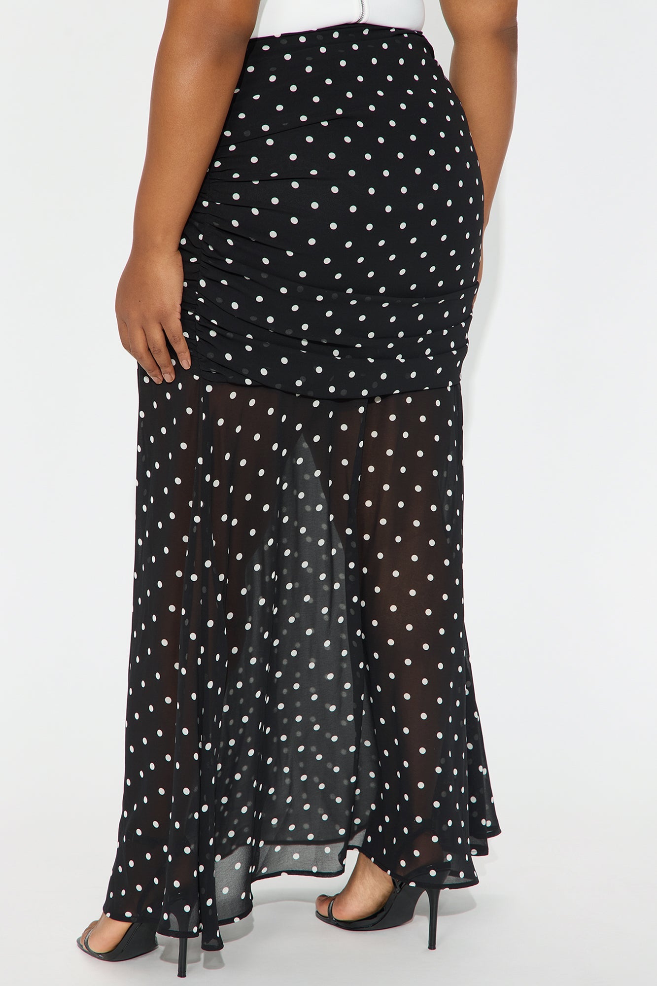 Bella Chiffon Polka Dot Maxi Skirt - Black/White