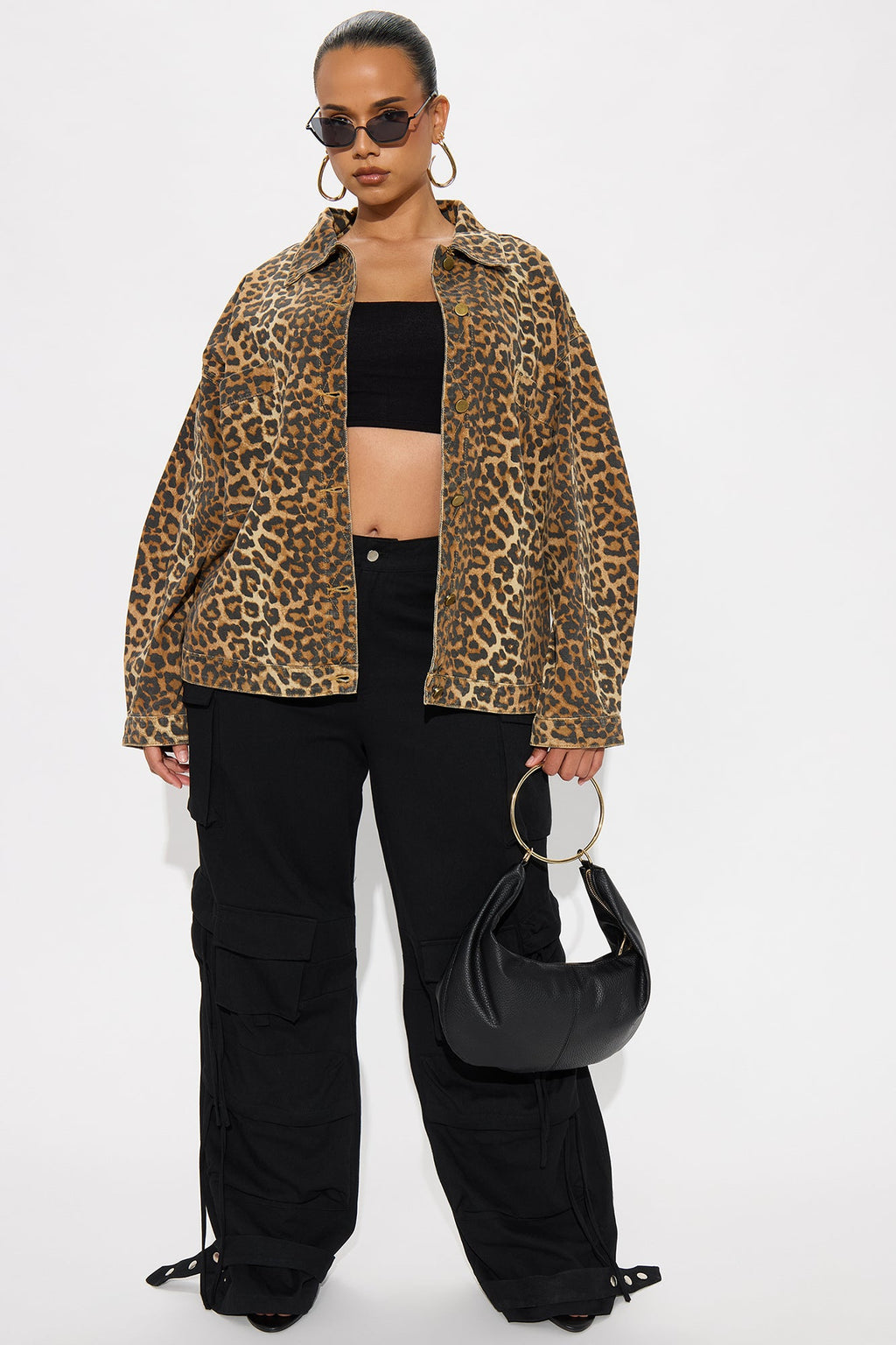 Cameron Oversized Leopard Jacket - Brown/combo
