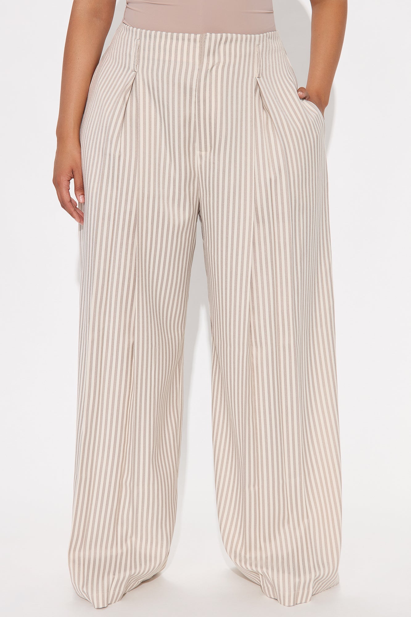 Nara Stripe Twill Trouser - Tan/Multi