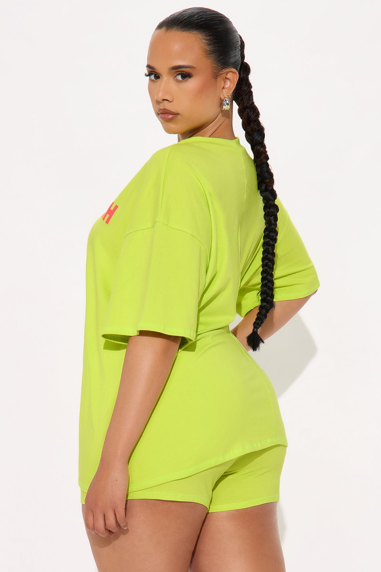 Palm Beach Waves Biker Short Set - Chartreuse