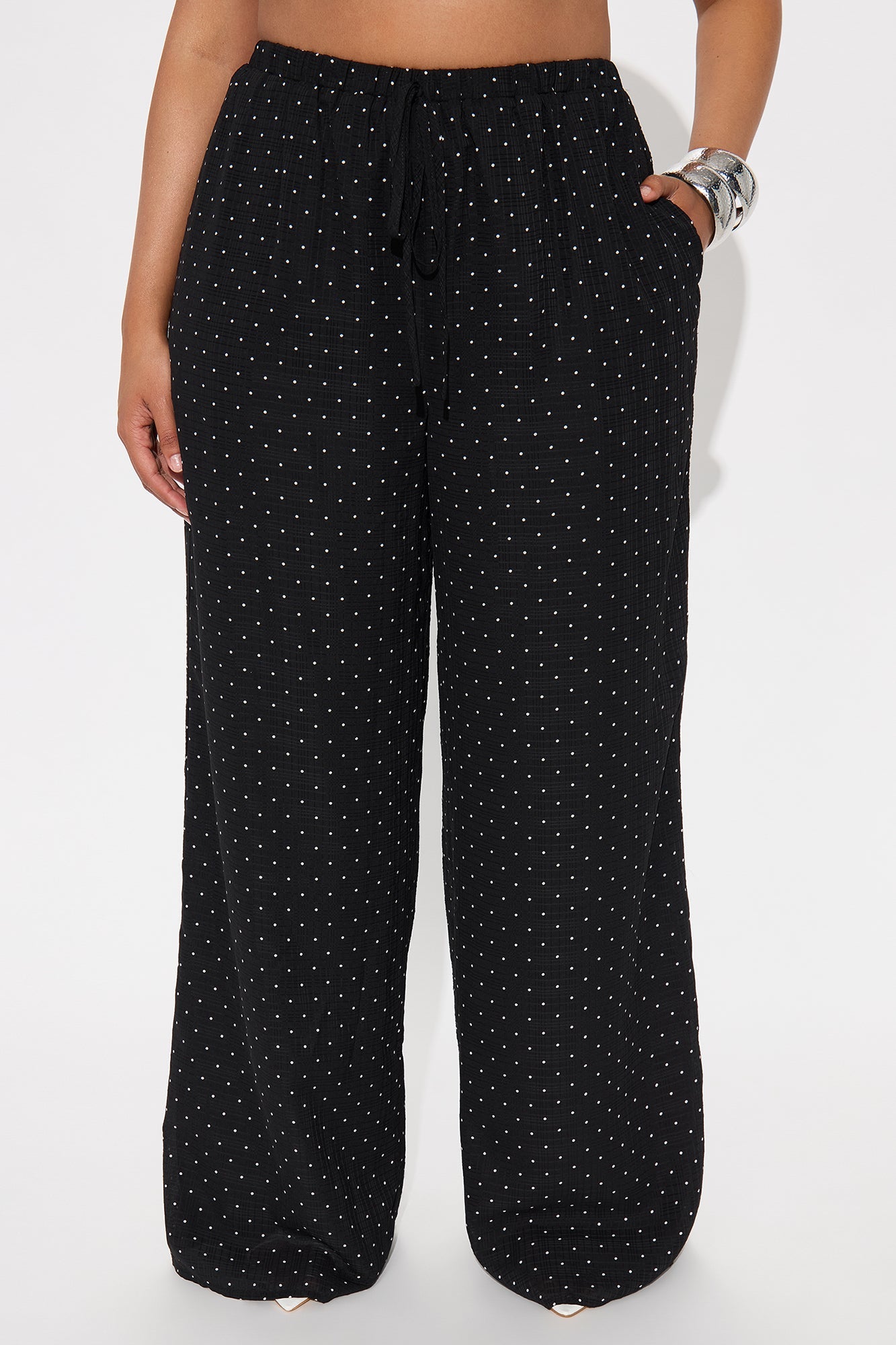 On My Way Polka Dot Wide Leg Pant - Black