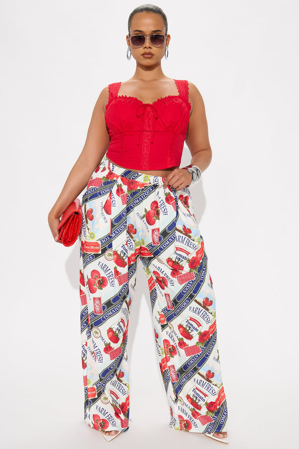 Just Having Fun Wide Leg Pants - White/combo