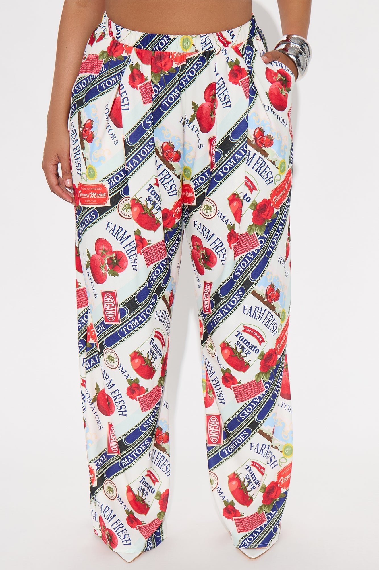 Just Having Fun Wide Leg Pants - White/combo