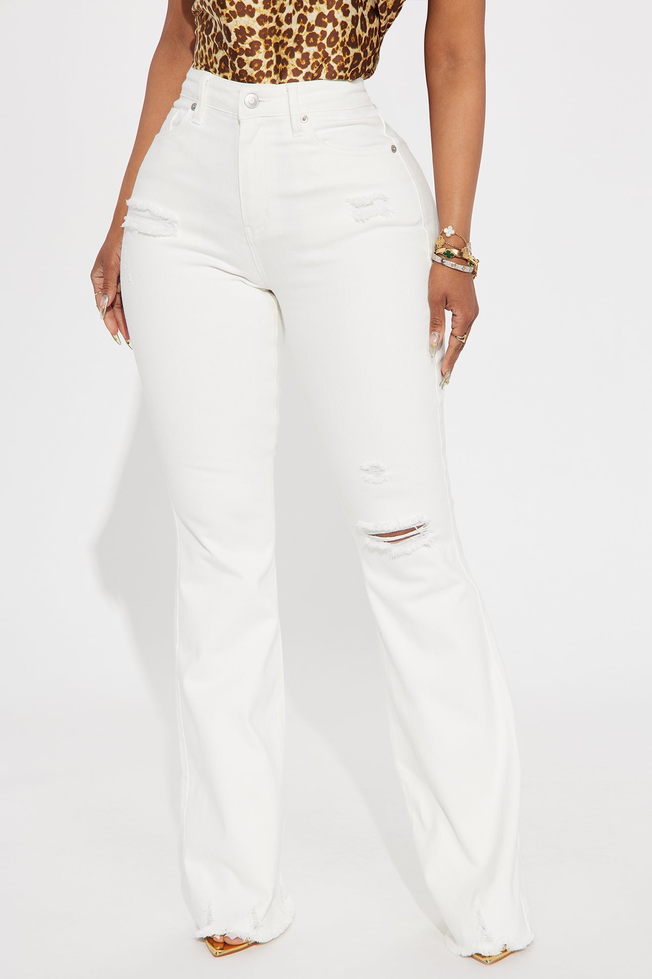 Up Next Stretch Flare Jeans - White