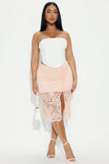 Shelly Sheer Lace Midi Skirt - Peach