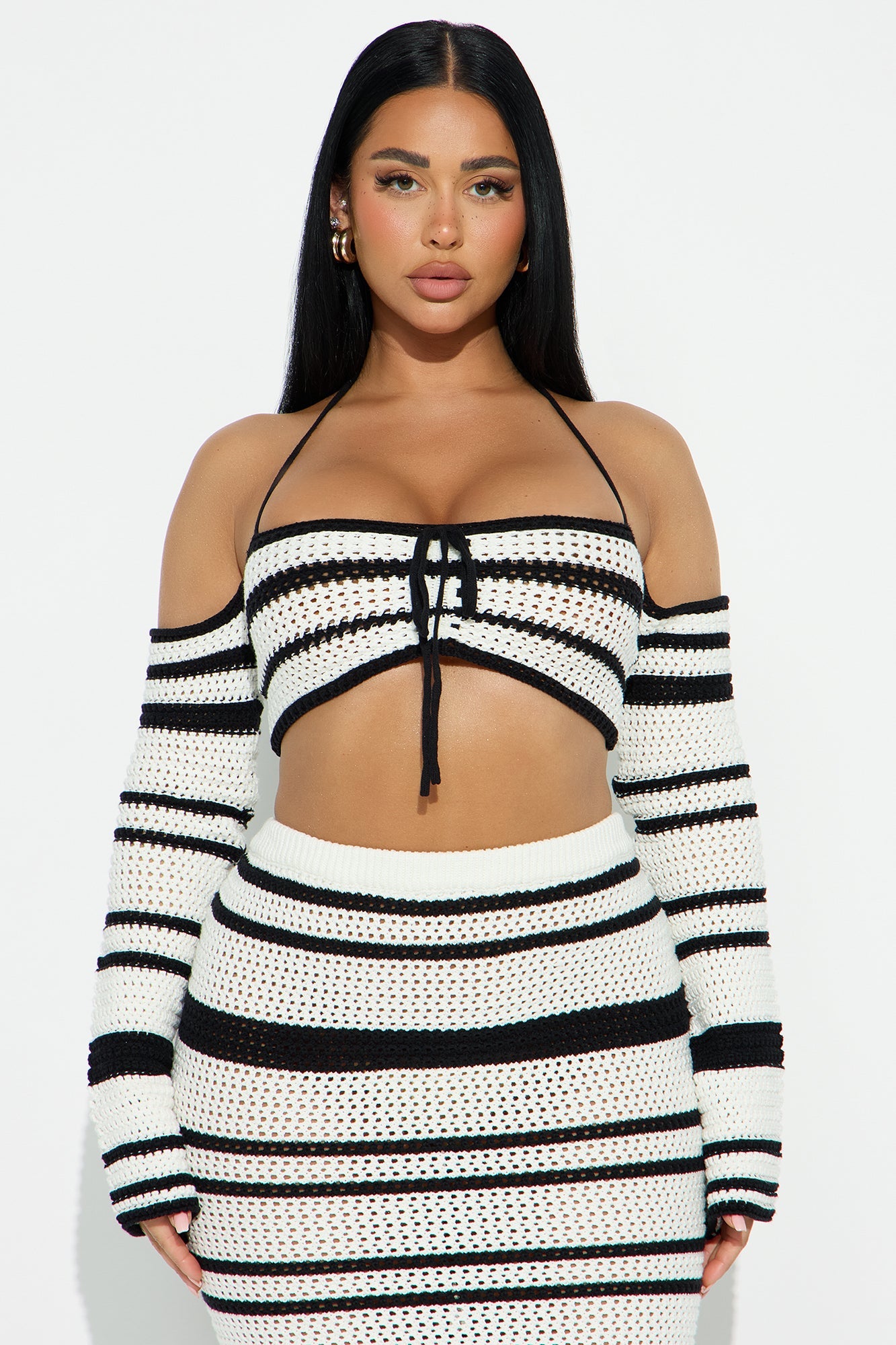 Samba Beach Crochet Skirt Set - White/Black