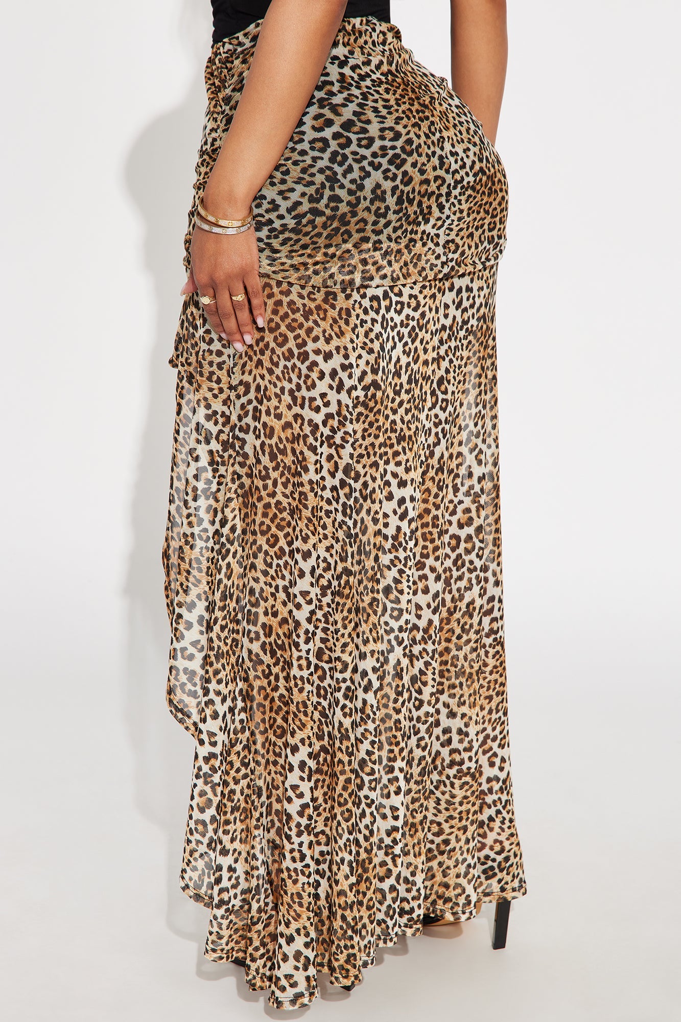 Leopard's Kiss Mesh Maxi Skirt - Brown/combo