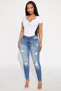 On Repeat Ripped Skinny Jeans - Medium Wash