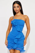 Be Mine Forever Chiffon Mini Dress - Blue