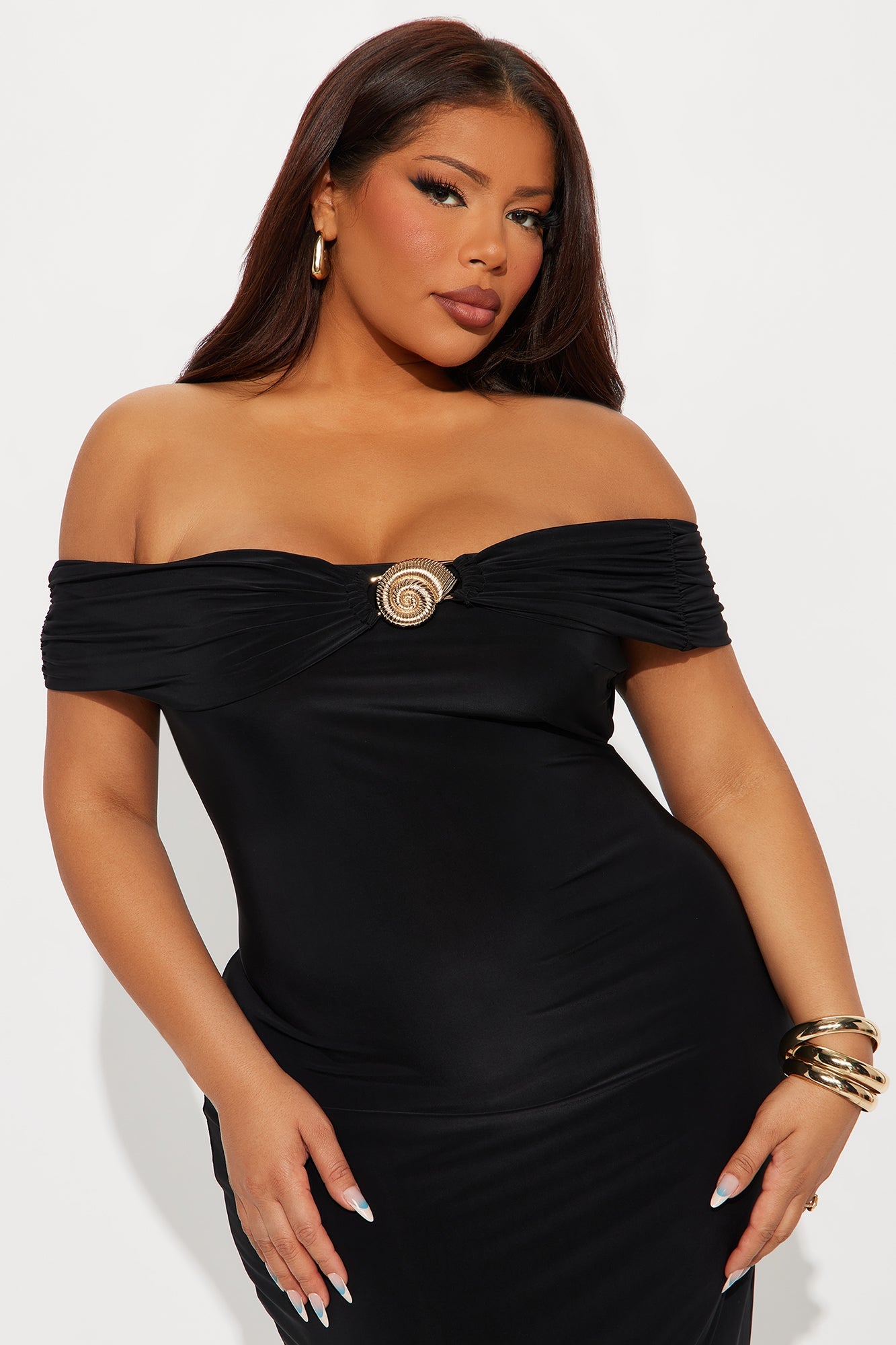 Ruby Off Shoulder Maxi Dress - Black