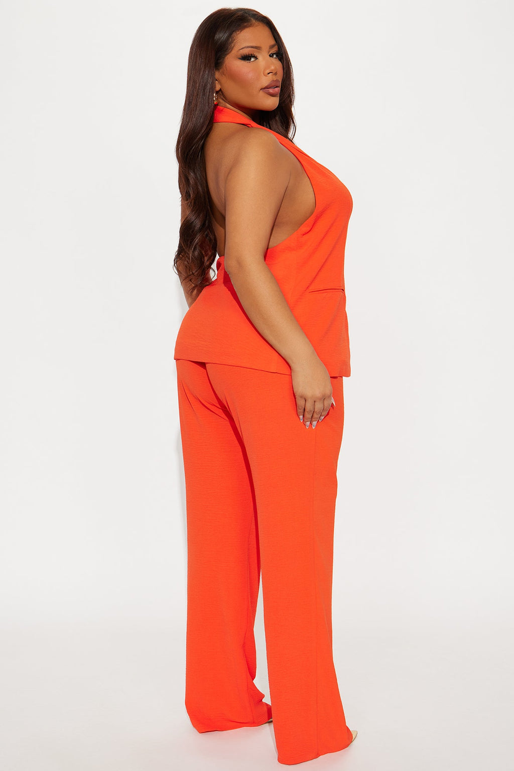 Clementine Backless Vest Pant Set - Orange