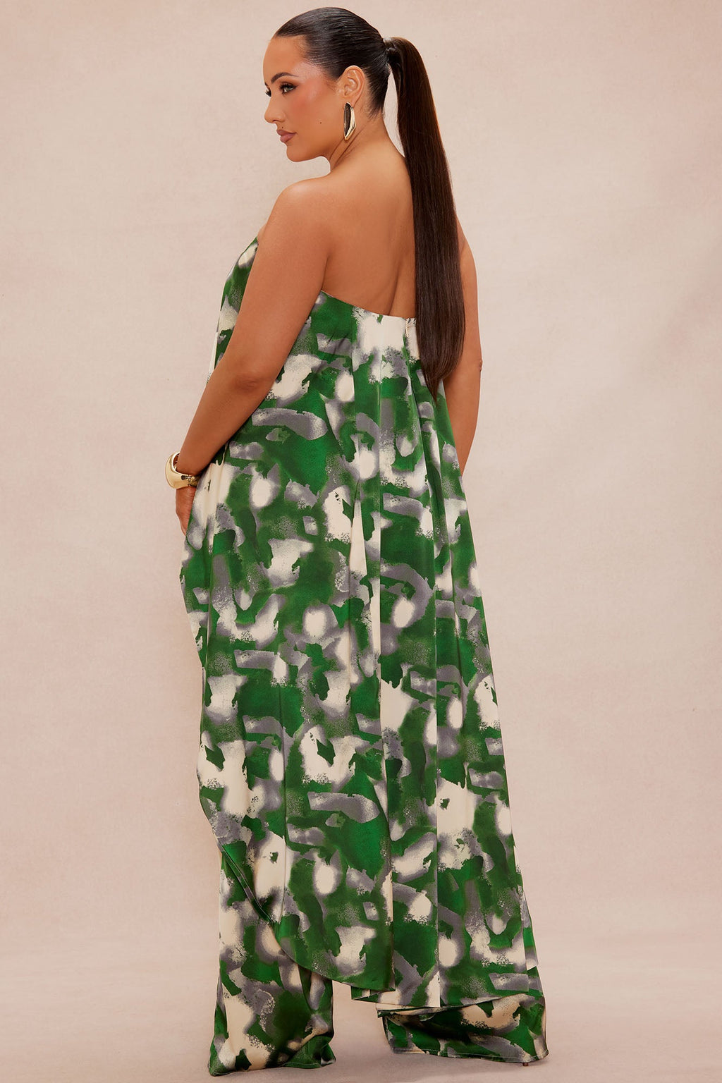 Kimoko Satin Pant Set - Green/combo