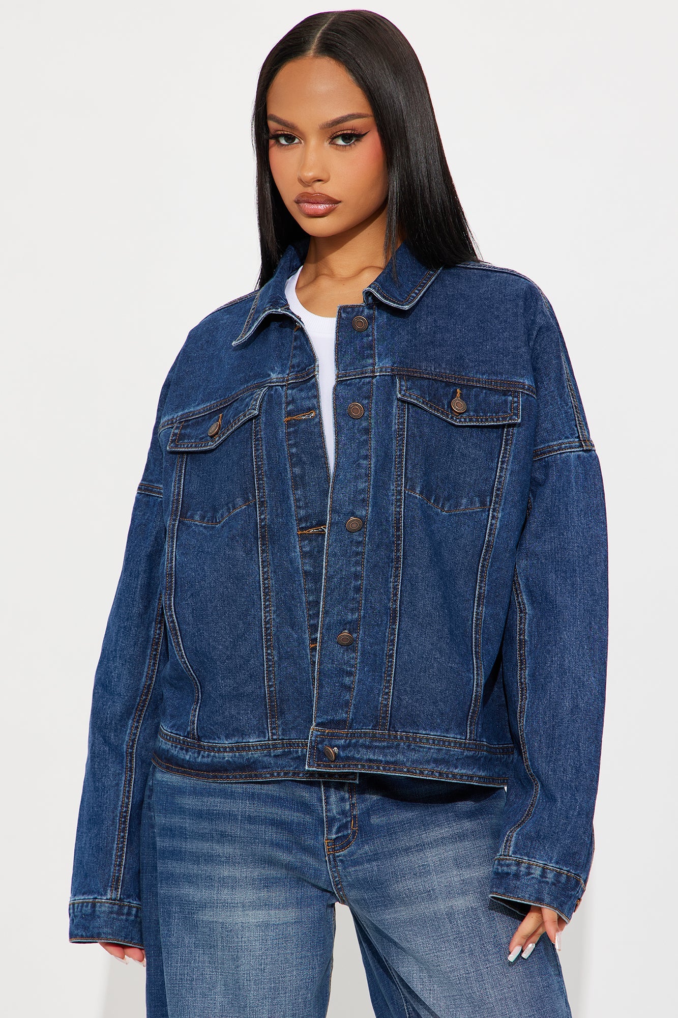 Andrea Denim Trucker Jacket - Medium Wash
