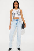 Tall Kiss And Tell High Rise Low Stretch Straight Leg Jeans - Light Blue Wash