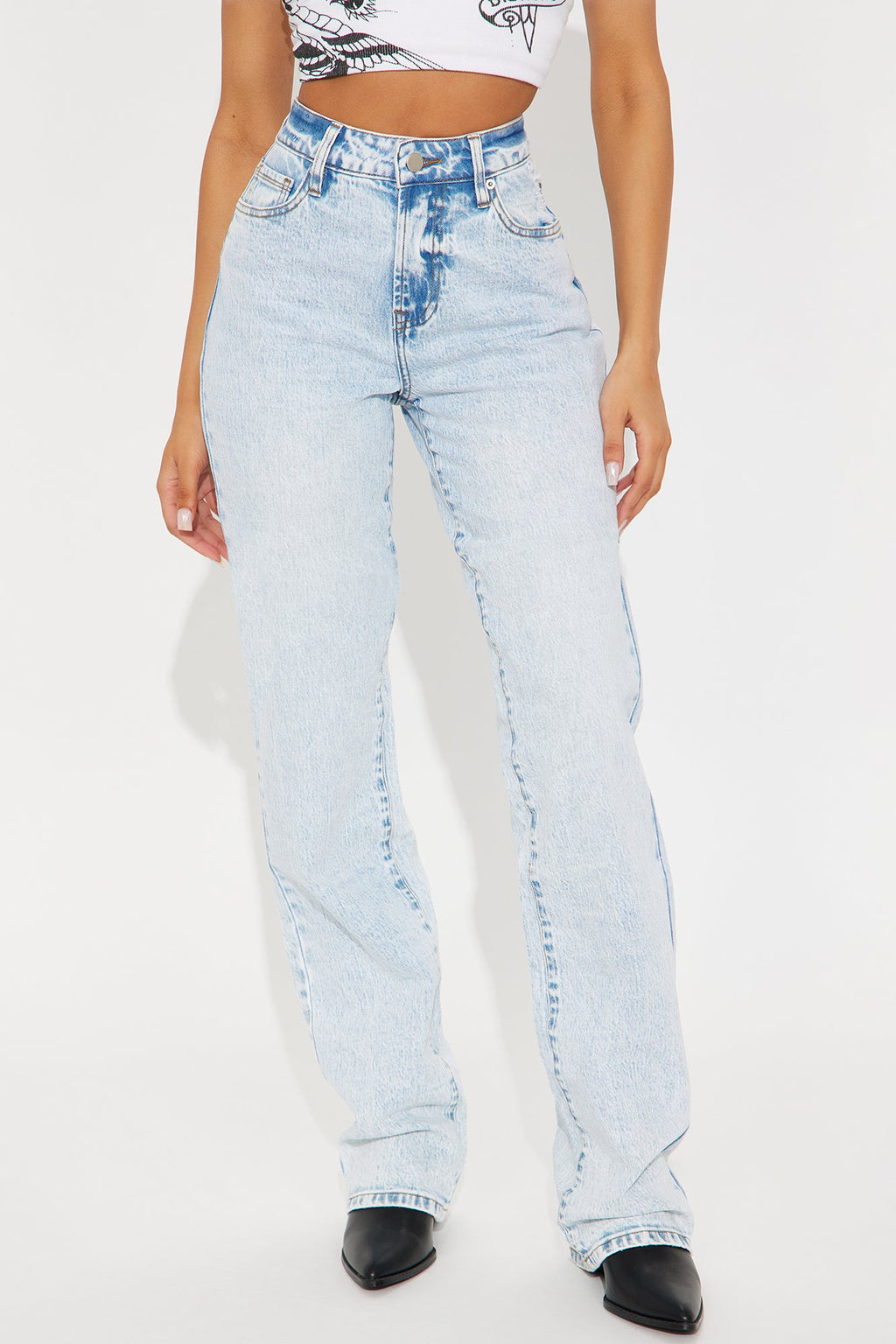 Tall Kiss And Tell High Rise Low Stretch Straight Leg Jeans - Light Blue Wash
