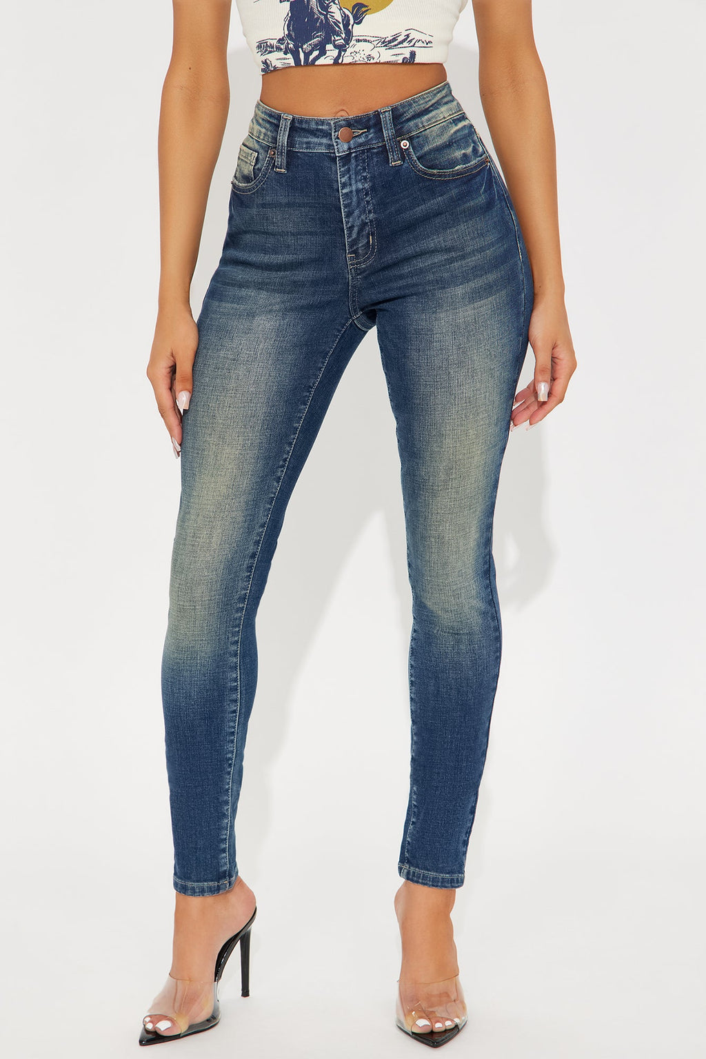 Tall Charley Crosshatch Tinted Stretch Skinny Jeans - Dark Wash