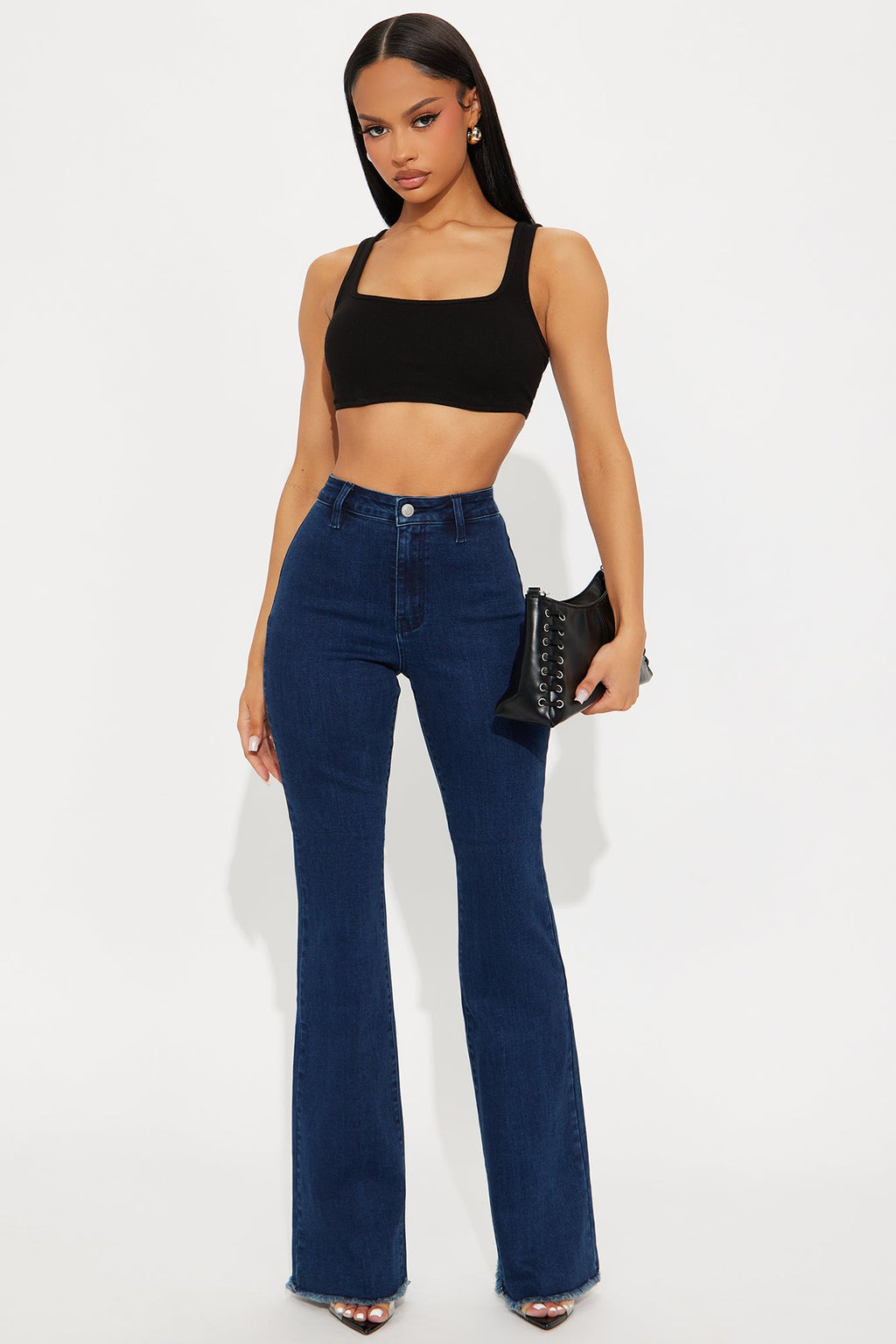 Tall 15 Minutes Of Fame High Waisted Flare Jeans - Acid Wash Denim