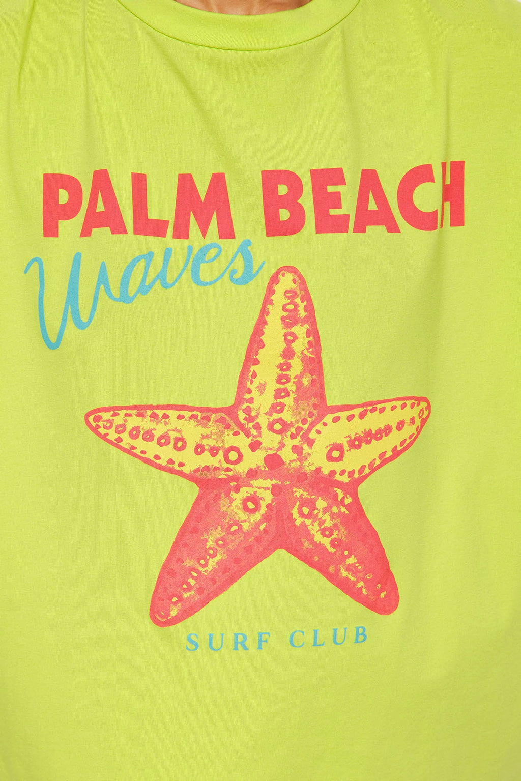 Palm Beach Waves Biker Short Set - Chartreuse