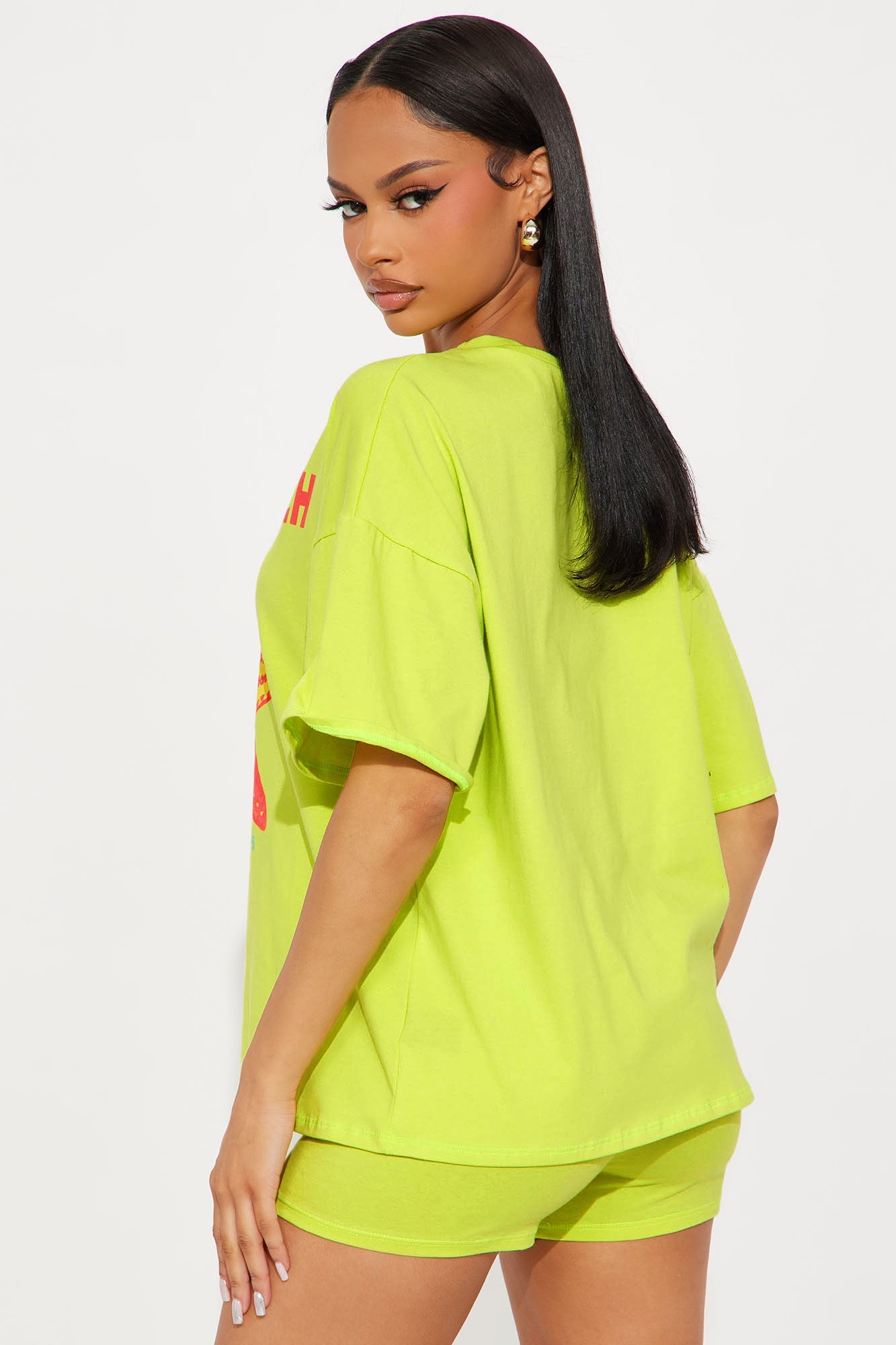 Palm Beach Waves Biker Short Set - Chartreuse