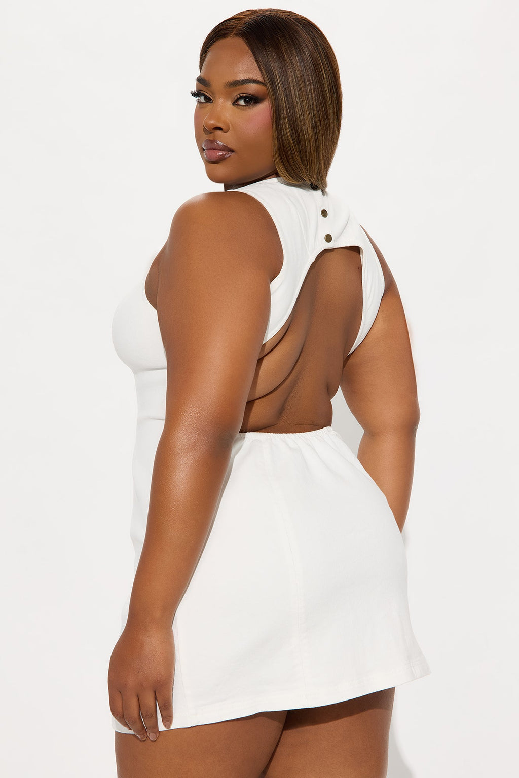 Kaylie Denim Mini Dress - White Wash