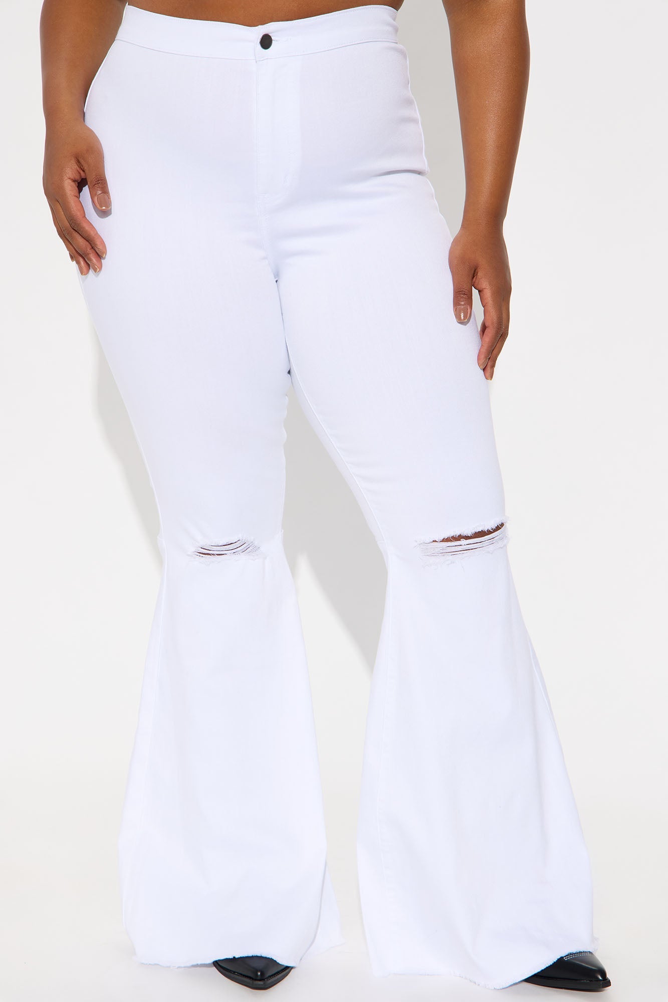 Mystery Solved Extreme Bell Bottom Jeans - White