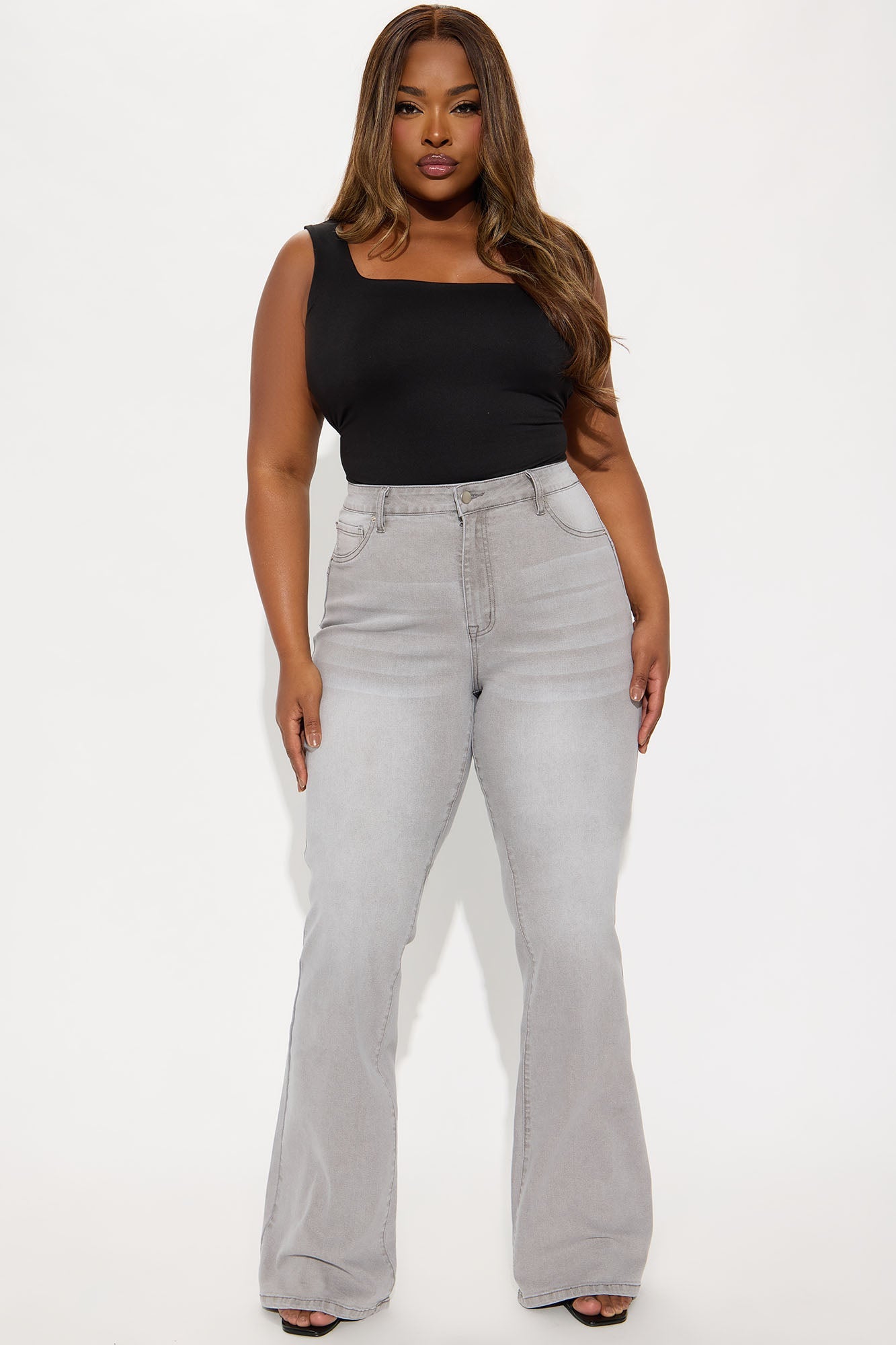Tall Audrey Booty Lifting Stretch Flare Jeans - Grey
