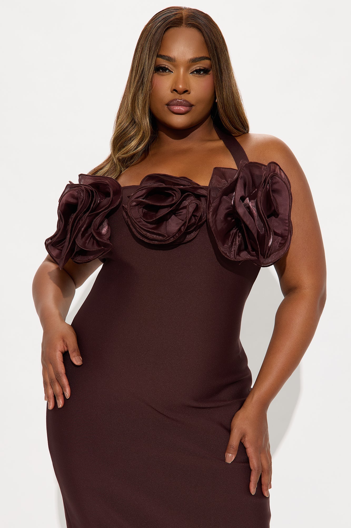 Ivonne Bandage Midi Dress - Chocolate