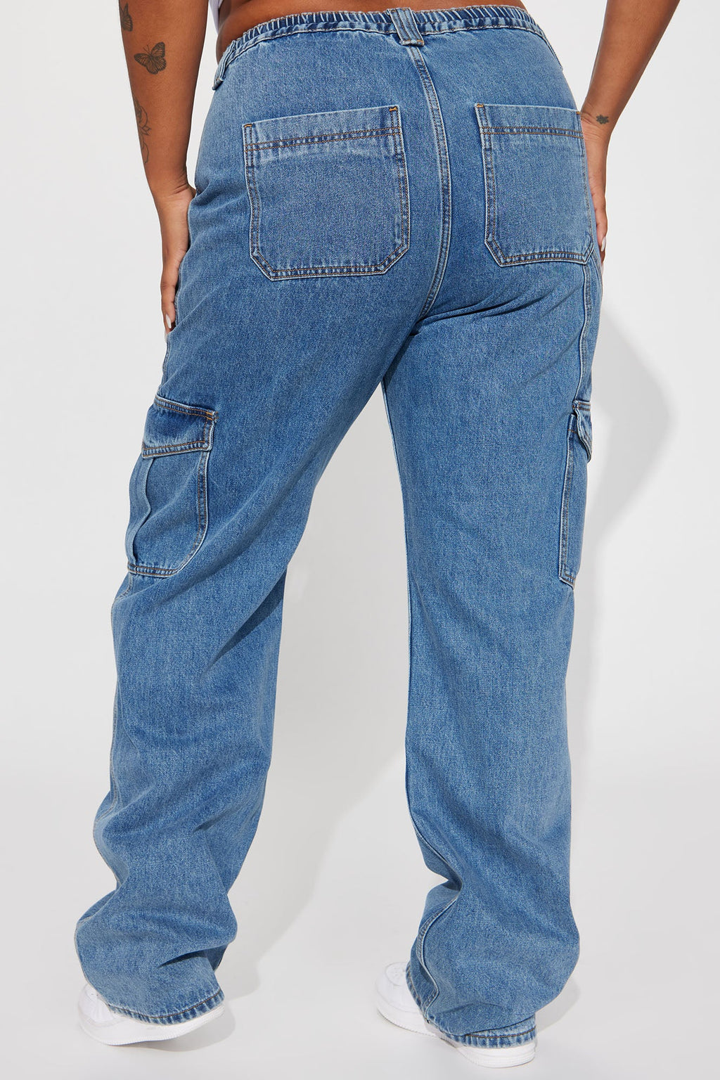 Tall Don't You Worry Wide Leg Cargo Jeans - Medium Blue Wash
