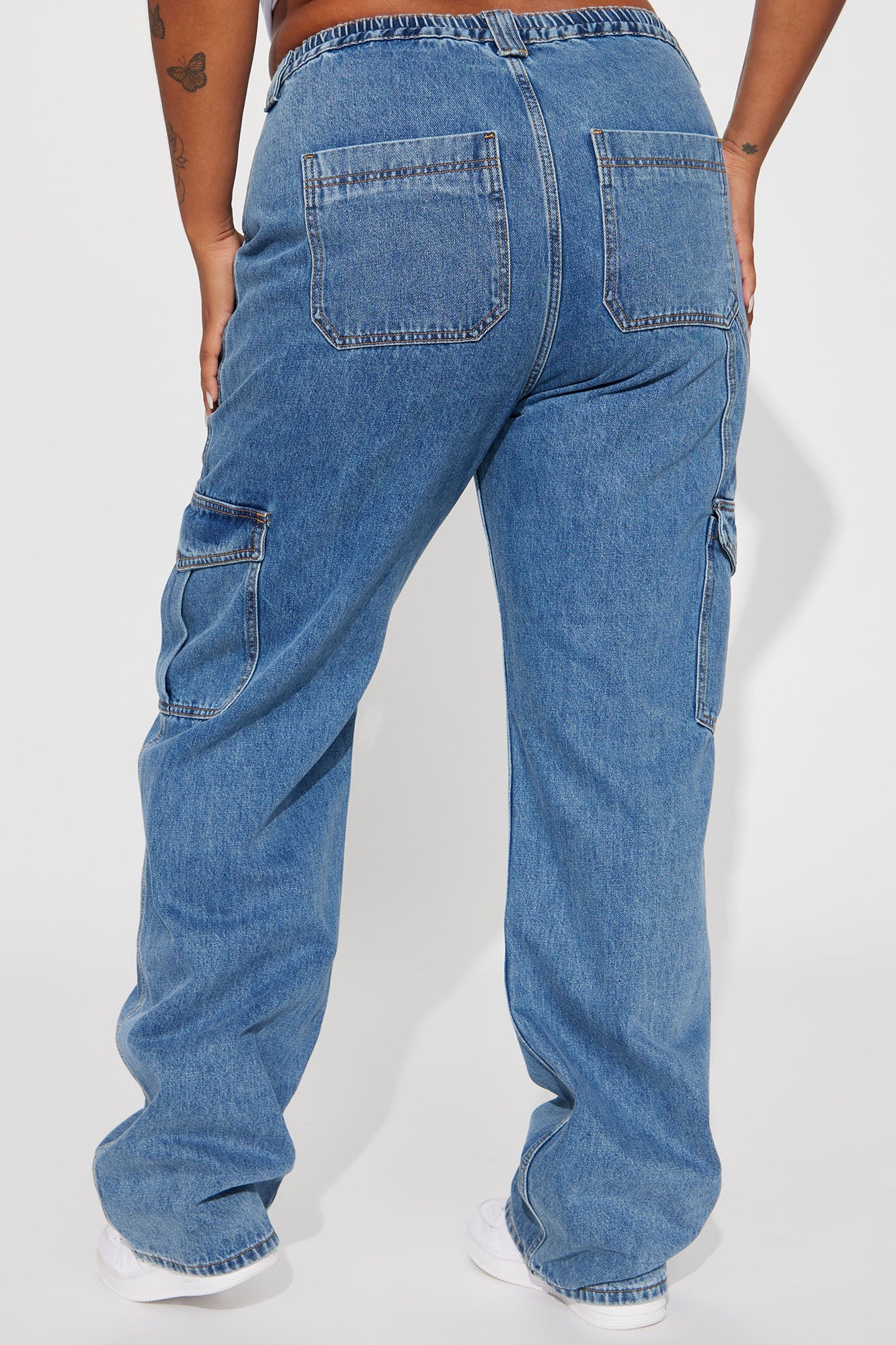 Tall Don't You Worry Wide Leg Cargo Jeans - Medium Blue Wash
