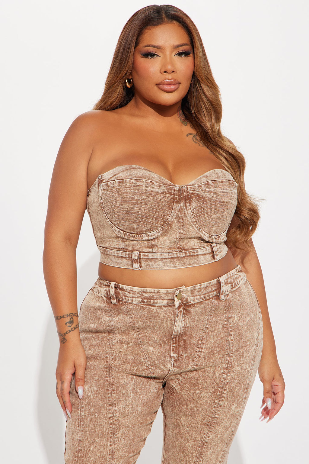 Bella Denim Pant Set - Camel